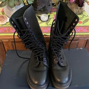 Dr. Martens 14 Eyelet, Made In England, Black with Purple accents